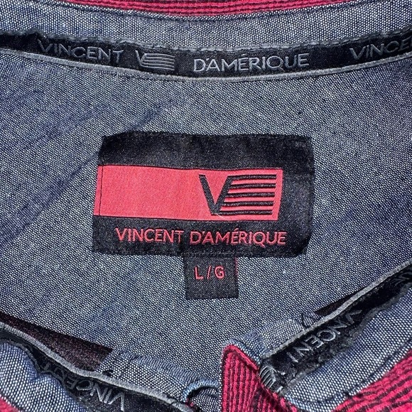 NWOT Men’s Large Vincent D’Amerique SS Checkered 1/4 Button Casual Shirt - Picture 2 of 7